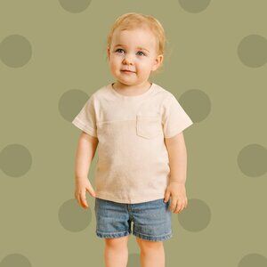 Baby Gap Toddler T-Shirt | Beige Textured Pocket Tee | Size 3T | Cotton Blend